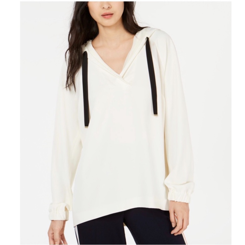 NWT Marella Art 365 Hooded Pullover Ivory Top Sz 8